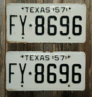 1957 Texas " Passenger " License Plate Pair Only $30.  00 (inventory Reduction)