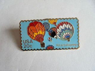 Vintage Post Office Usps Hot Air Balloon / Balloning 20 Cent Postage Stamp Pin
