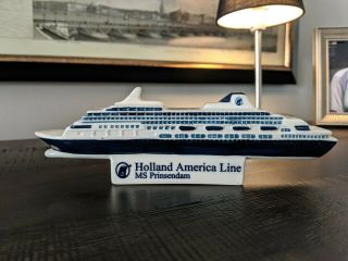 Holland America Ms Prinsendam Cruise Ship Blue Delft Ceramic Miniature Model