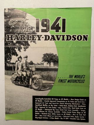 1941 Vintage Print Harley - Davidson Sales Brochure