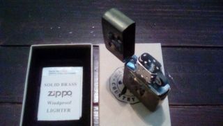 Unfired 1994 Zippo Solid Brass Marlboro Rodeo Bucking Bronco Lighter & Box