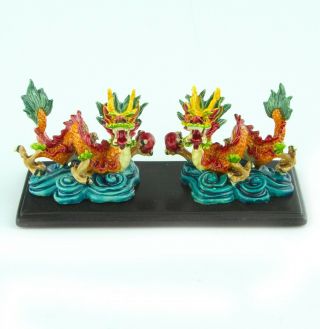 Feng Shui Two Dragon Statue Chinese Double Dragons Figurines