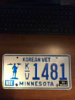 Minnesota Korean War Veteran License Plate Rare
