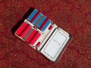 Vintage Contract Bridge Card Game Set In Red Leather Case - Sealed/unused