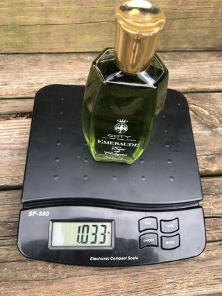 Vintage Coty Emeraude Eau De Cologne 8 oz Splash Glass Bottle Green London Paris 5