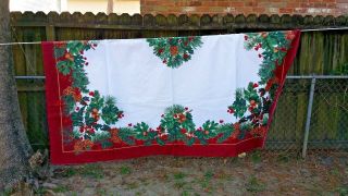 Print Christmas Pinecone Holly Square 50 " Tablecloth