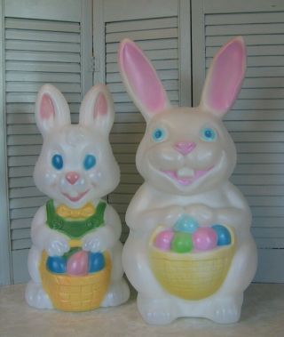 2 Vintage Easter Bunny Blow Molds