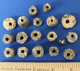 (18) Neolithic Speckled Granite Stone Beads