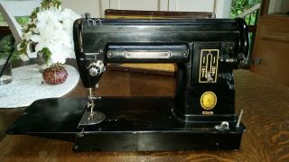 Singer 301A sewing machine,  Black,  Long Bed w/Case & Accessories 2