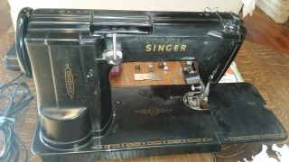 Singer 301A sewing machine,  Black,  Long Bed w/Case & Accessories 4