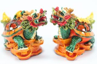 Feng Shui Colored Dragon Turtle Statue Figurine Paperweight Gift Us