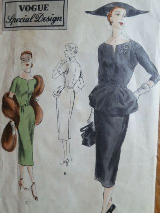 Vogue Special Design S 4230 Vintage 51 Sewing Dress Pattern 14 Bust 32 50s 1950s