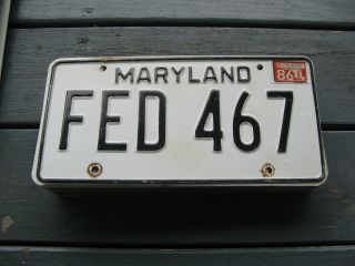 1986 86 Maryland Md License Plate - - - -