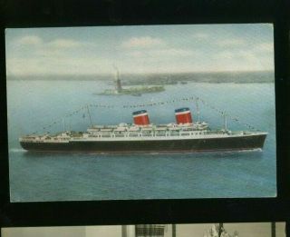 1962 Ss America - United States Us Lines - Vintage Steamship Ship Postcard