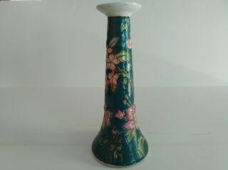Antique Traditional Chinese Candle Stick Ceramic Glazed Floral Symbolism 10 