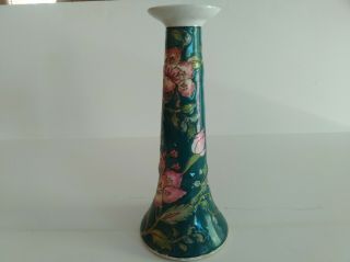 Antique Traditional Chinese Candle Stick Ceramic Glazed Floral Symbolism 10 