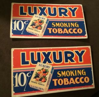 (2) Vintage Thin Cardboard Luxury 10 Cent Smoking Tobacco Advertising