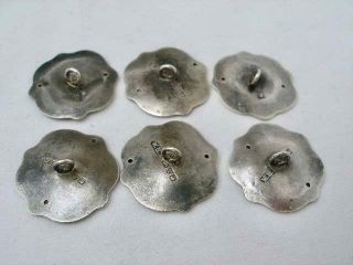 Set of Six Art Nouveau Hallmarked Silver Buttons By William Henry Leather 1902. 7