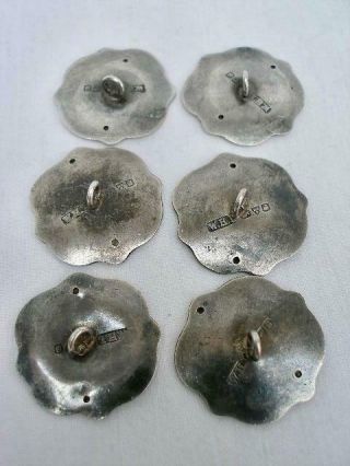 Set of Six Art Nouveau Hallmarked Silver Buttons By William Henry Leather 1902. 8
