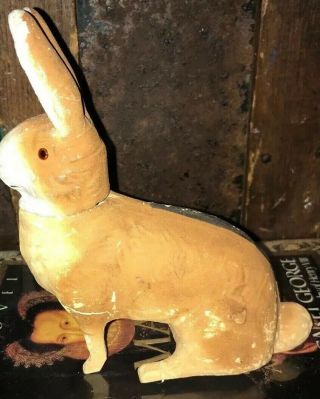 Antique German Paper Mache Rabbit Bunny Candy Container Glass Eyes Tall Ears 4