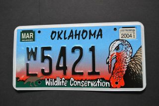 Oklahoma " Wildlife Turkey - Bird - Animal " Ok Specialty License Plate - 5421