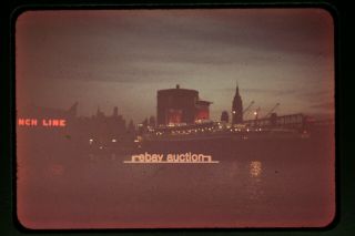 C.  1957 Slide,  Ss United States Ocean Liner At Night In York City
