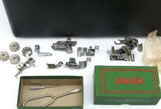 Singer 222k sewing machine with case and attachments.  110v. 9