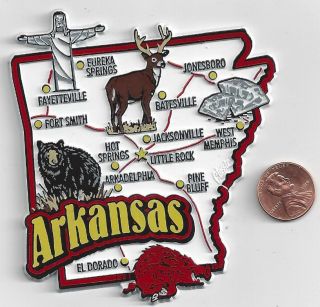 TENNESSEE and ARKANSAS STATE JUMBO MAP MAGNETS 7 COLOR USA 2 MAGNETS 4