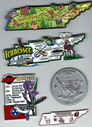 TENNESSEE and ARKANSAS STATE JUMBO MAP MAGNETS 7 COLOR USA 2 MAGNETS 5
