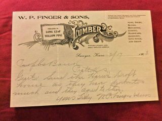 6.  10d 1900s Wp Finger Sons Lumber Yellow Pine Lawyer Ks Blinds Doors Letterhead