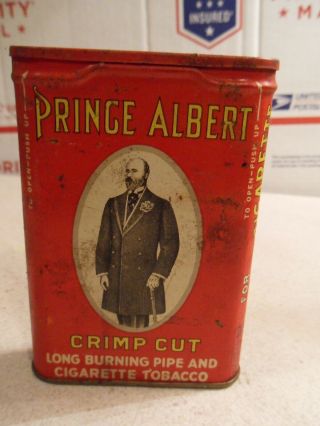 Vintage 1907 Prince Albert Crimp Cut Tobacco Tin No Weight All Text Back Empty
