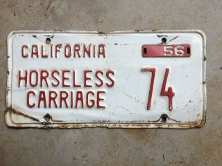 1956 California Horseless Carriage License Plate 74 Low Number