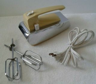 Vintage Grant Maid Supreme Electric Hand Mixer Model R - 6A Chrome Yellow 2