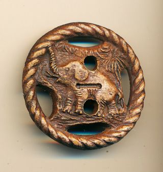 Vintage Large Pierced Burwood Elephant Button,  Great Detail