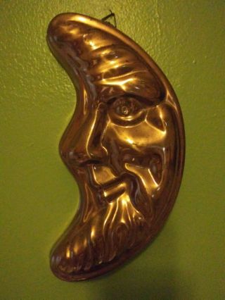 Vintage Copper Mold Man In The Moon By Taurus,  Portugal W/ Hanger