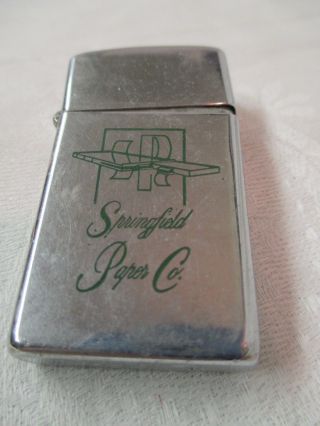 Vintage Small Zippo Lighter 5 Barrel 16 Hole Advertising Springfield Paper Co