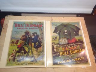 Vintage Set Of 2 Bull Durham Tobacco Posters (black Americana).