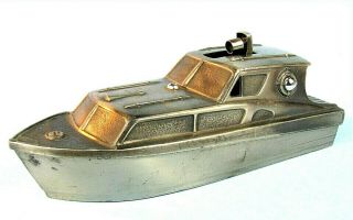 Vintage Nautical Cabin Cruiser Boat Figural Metal Table Lighter Shields Japan