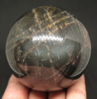 68mm 15.  3oz Natural Black Moonstone Crystal Sphere Ball