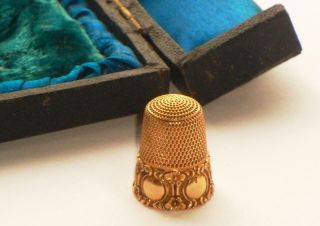 Rare Finest Quality Antique Fancy Solid 14ct Gold Sewing Thimble