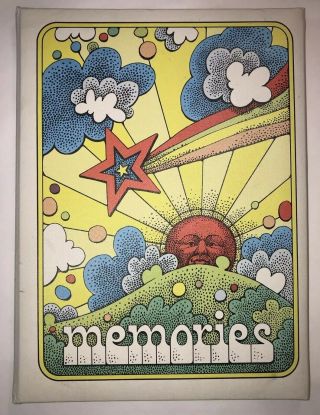 Vintage Blank Memory Book Album 60’s 70’s Psycadelic Sun Moon School Autograph