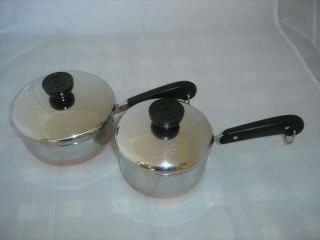 2 Revere Ware Rare Sauce Pans With Lids,  3/4 Qt,  Made Usa