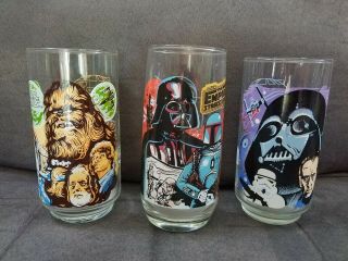 Burger King Star Wars Glasses Set Of 3 1977 And 1980 Darth Vader And Chewbacca