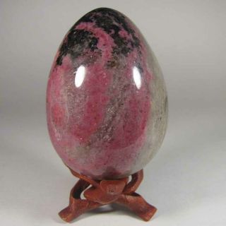 3.  1 " Pink Rhodonite Egg Crystal Sphere W/ Stand - Madagascar