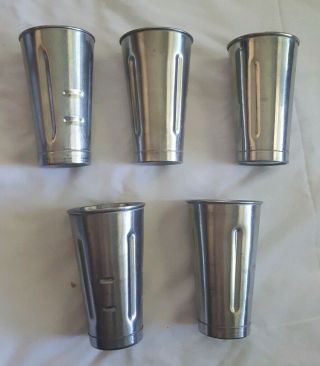 (5) Vintage Stainless Steel Malt Mixer Cups Bloomfield Craft Hamilton Beach