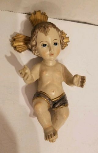 Nativity Baby Jesus Creche Ceramic 6 " 7 " With Halo
