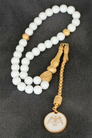 Mini Ottoman Natural Golden Pearl Stone Prayer Beads Rosary Tesbih Masbaha مسبحة