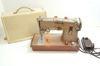 Vintage Singer Model 328k Heavy Duty Sewing Machine Runs And Smooth