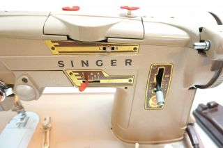 VINTAGE SINGER MODEL 328K HEAVY DUTY SEWING MACHINE RUNS AND SMOOTH 3