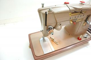 VINTAGE SINGER MODEL 328K HEAVY DUTY SEWING MACHINE RUNS AND SMOOTH 5